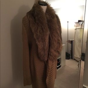 Jennifer Lopez Faux Fur Cocoon Cardigan